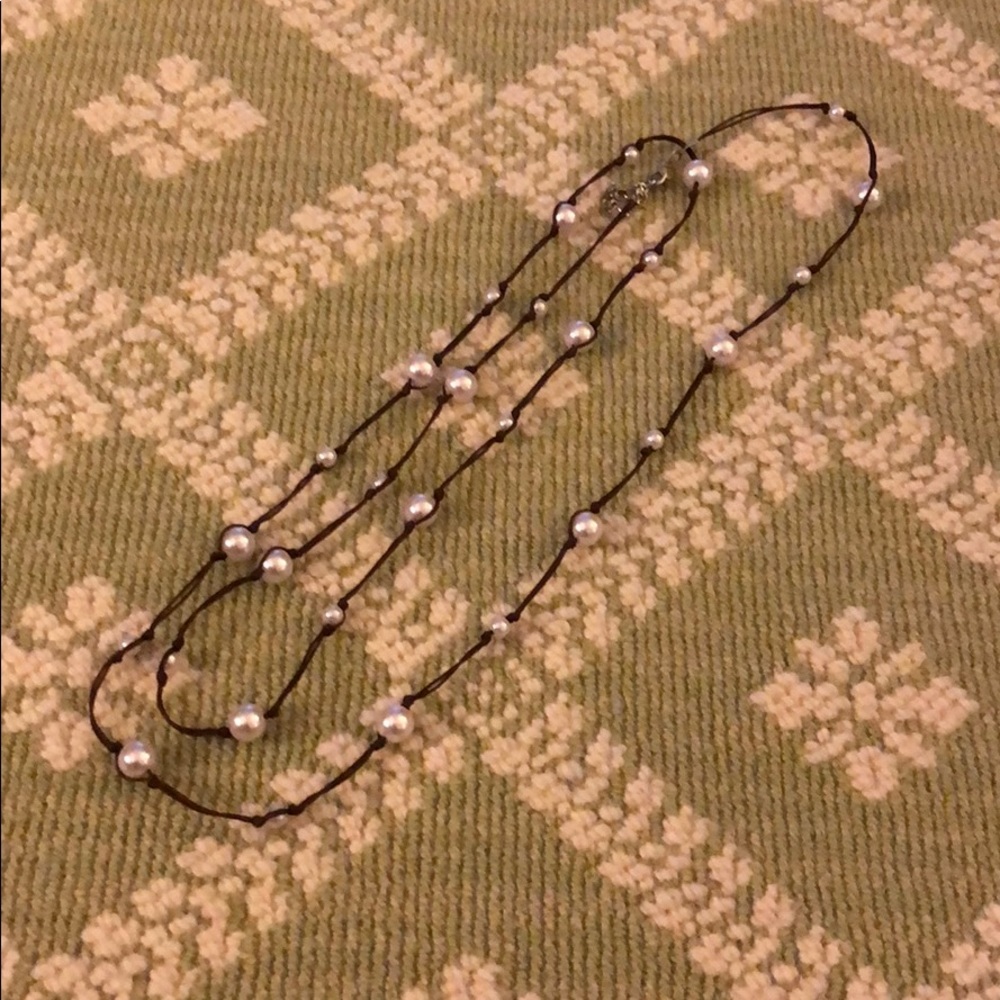 Faux pearl western rodeo esque string necklace